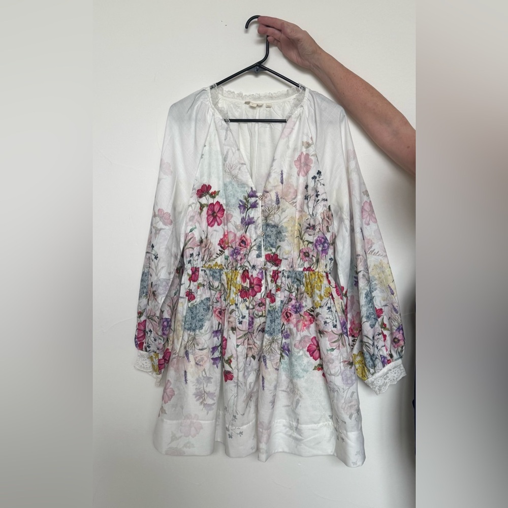 • Anthro Floral Long-Sleeve Dress •